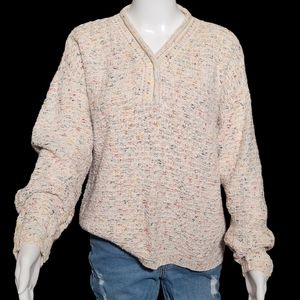 V neck beige/speckled sweater